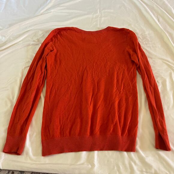 Vtg Y2K 2000s Abercrombie Orange V Neck Moose Logo Pullover Sweater Kids XL - Picture 3 of 7